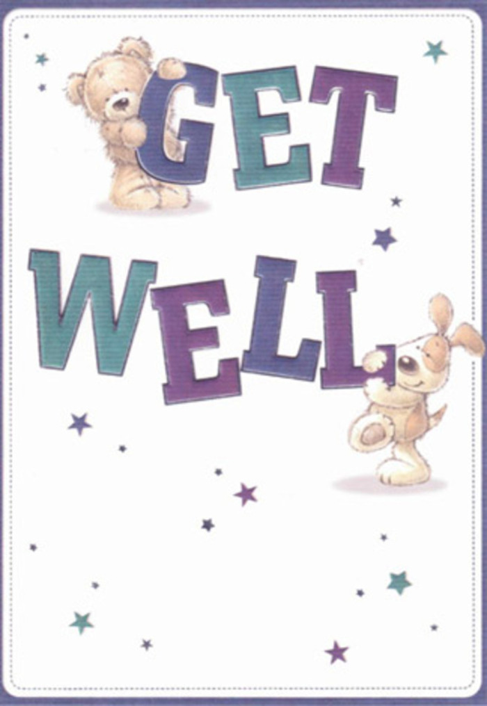 Embodying the nurturing essence of Sutton's communities, this get well card brings together the playful charm of a teddy bear and a floppy-eared puppy for a scene filled with boundless encouragement and delight. The bear's plush fur, textured in gentle brushstrokes of warm brown, sits comfortably atop the dramatic 'GET', while the puppy's soft, cream-coloured coat nestles beside the buoyant 'WELL'. Each letter glows with velvety hues of purple and teal, creating a strong yet gentle rhythm that grounds the composition. Across the spacious, luminous background, shimmering blue and violet stars dance, transforming the card into a canvas of hope reminiscent of Sutton's tranquil parks. You can almost sense the caring craftsmanship that goes into both this illustration and every arrangement prepared by Florist Sutton for same-day delivery across town. Like sending a bouquet of healing blooms, this card offers tactile comfort and bright positivity to friends, neighbours, and families on their journey to feeling better.