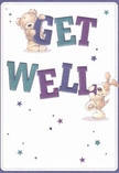 Bubbling with affection and cheer, this get well card is a sweet and uplifting canvas, mirroring the neighbourly care found in Sutton. At centre, a soft teddy bear with plush fur and a spirited puppy with floppy ears delight in presenting large, colourful 'Get Well' lettering. Indigo and teal tones shine boldly against the gentle cream backdrop, as scattered stars in blue and purple add a shimmer of hope and celebration. The illustrated animals, nestled together with expressive eyes and gentle smiles, seem almost tangible in their tenderness, inviting recipients to feel comforted-much like the embrace of a fresh bouquet delivered by Florist Sutton to a family in Carshalton. Each detail, from the star-speckled background to the rounded lettering, reflects the joy and encouragement that come with caring for someone's recovery, making this card a beautiful gesture of support and optimism for anyone in Sutton in need of a lift.